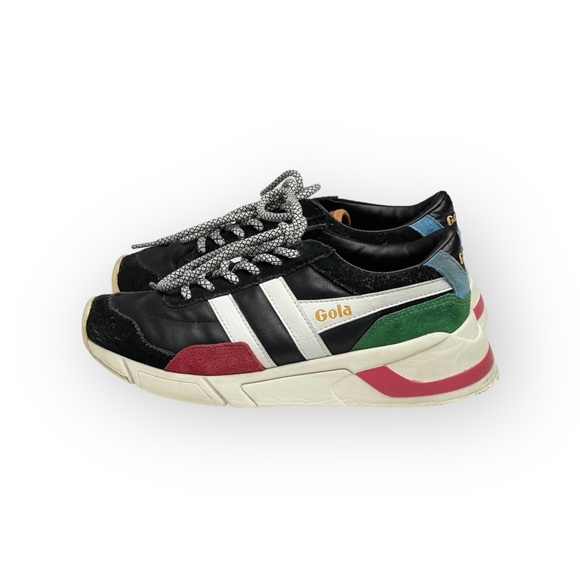 Gola aso Free People ψ Eclipse Trident Comfort Trainers Suede Sneakers ψ Black - Picture 6 of 16